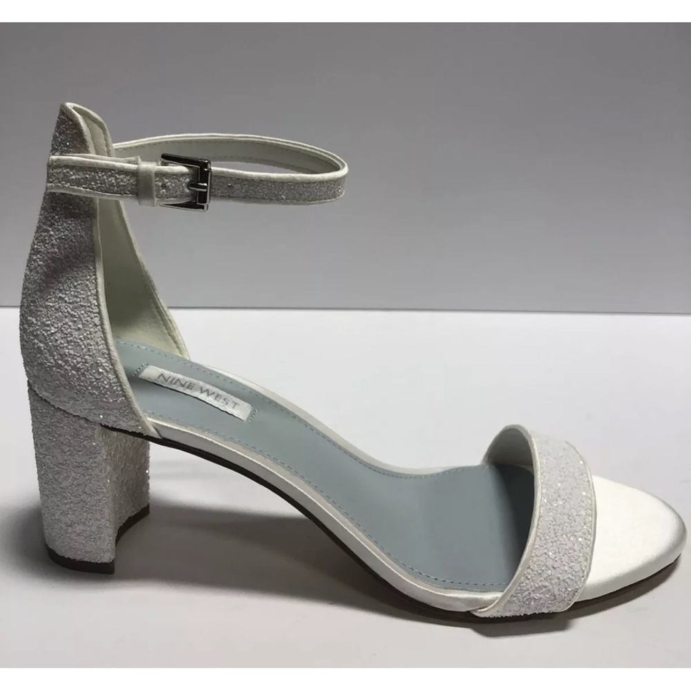 Nine West Women’s Pruce, White Ankle Strap Sandals, Size 10M